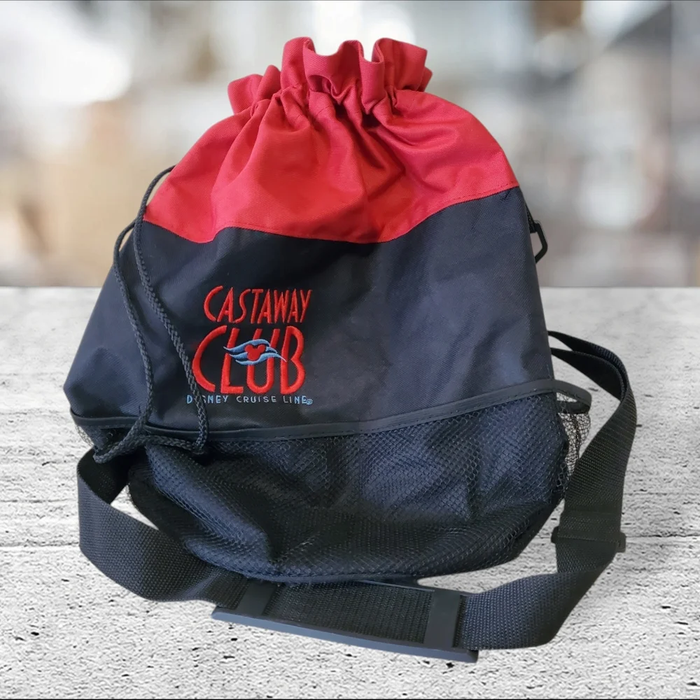 Disney Cruise Line Castaway Club Beach Shoulder Bag Travel Tote Red Black Unisex